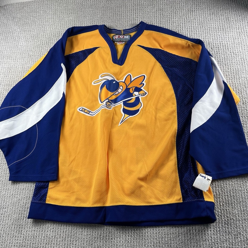 CCM Hockey Jersey Authentic Yellow Jackets Yellow Blue Men’s 52 NWT